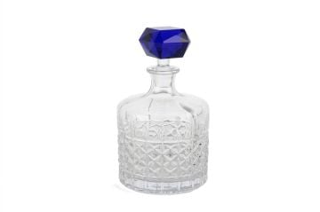 Royal-Hex Cam Lacivert Kapaklı Dekoratif Şişe 15x24cm