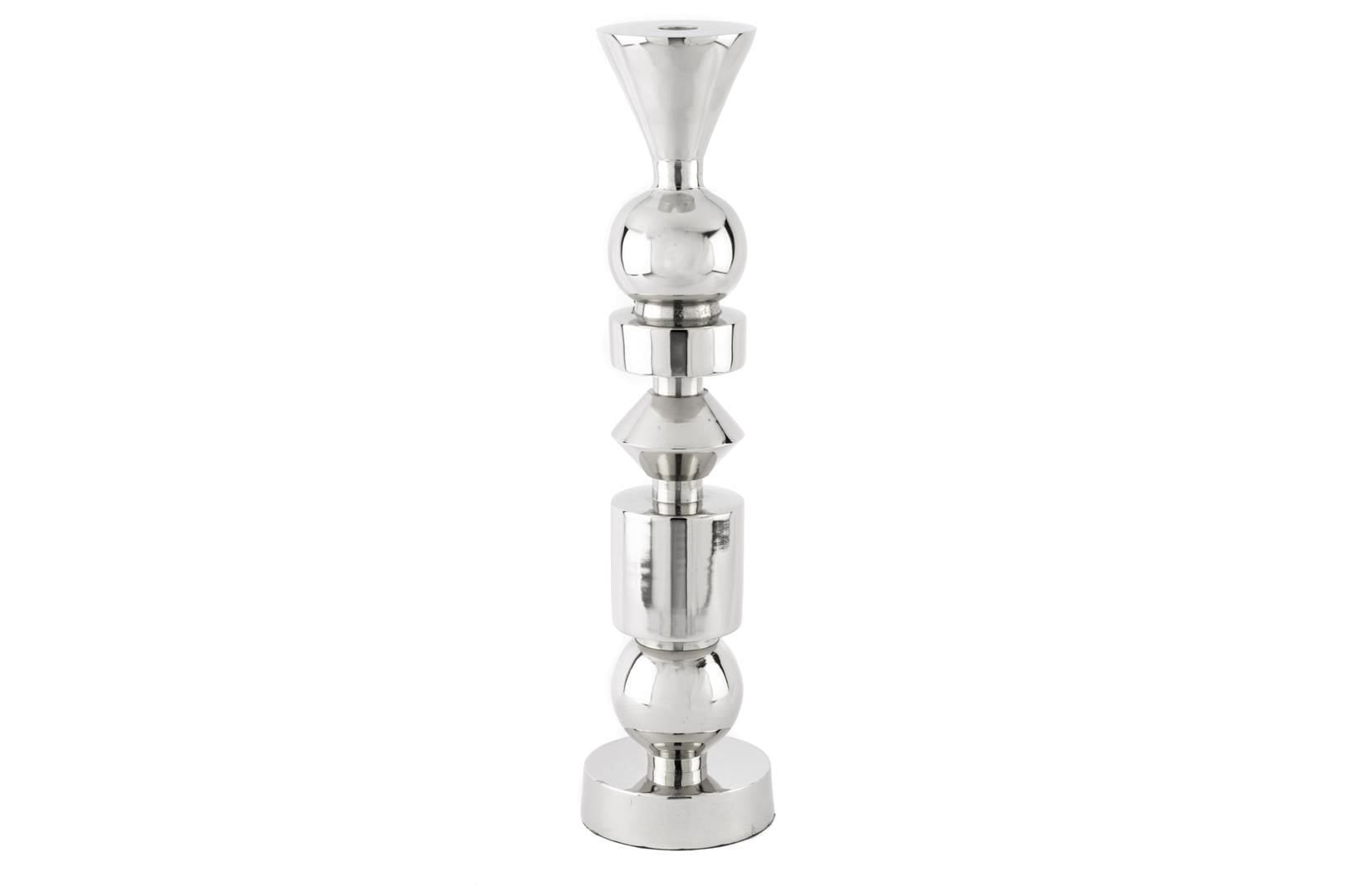 Gümüş Metal Mumluk 10x47cm