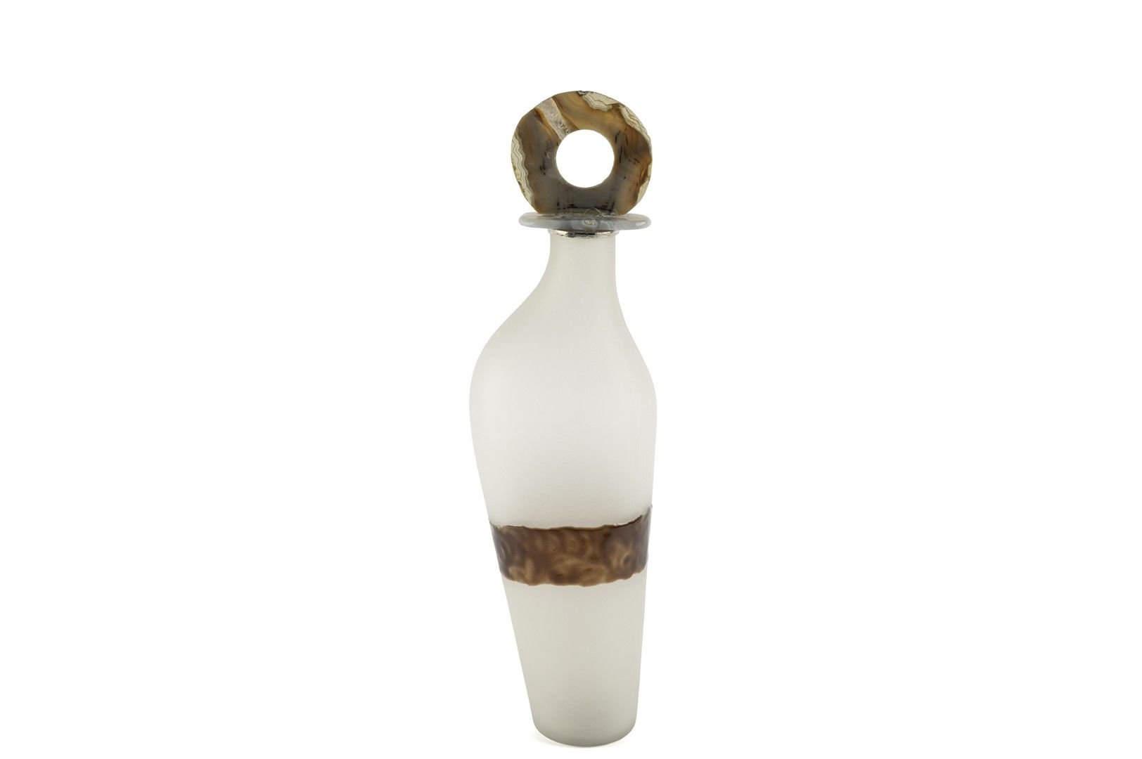 Zeolit Taşlı Beyaz Cam Dekoratif Obje 10x46cm