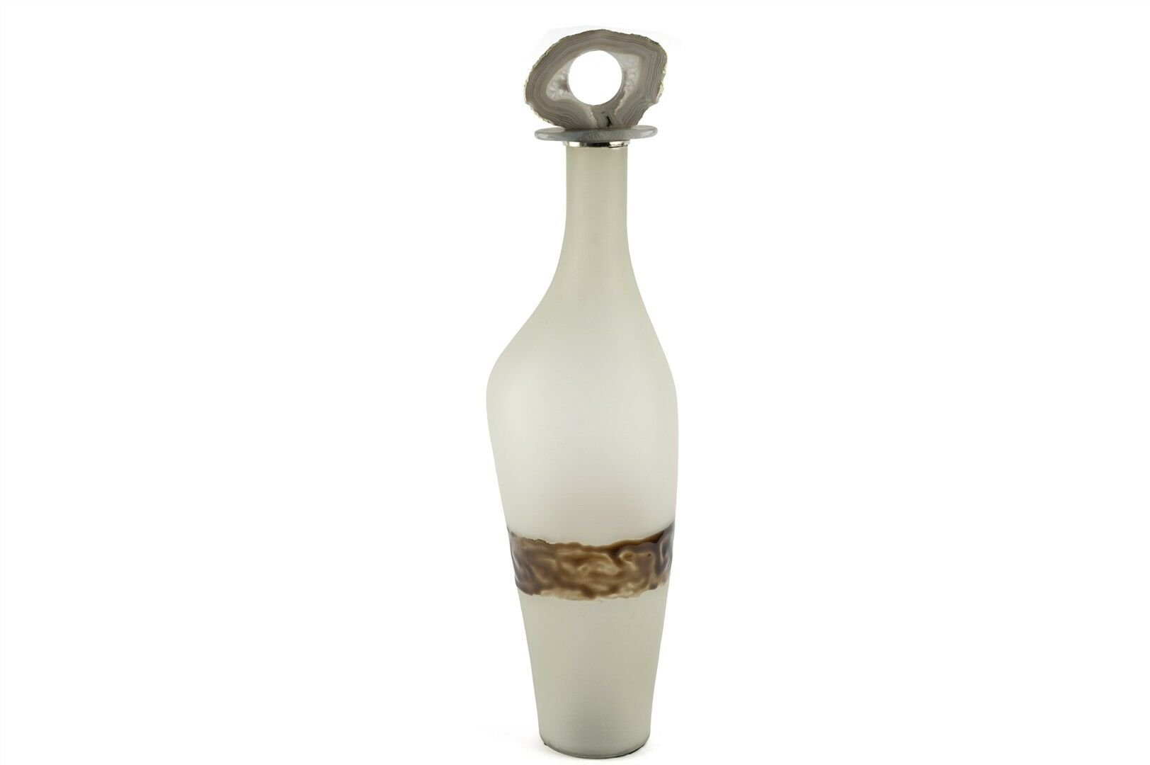 Zeolit Taşlı Beyaz Cam Dekoratif Obje 14x58cm