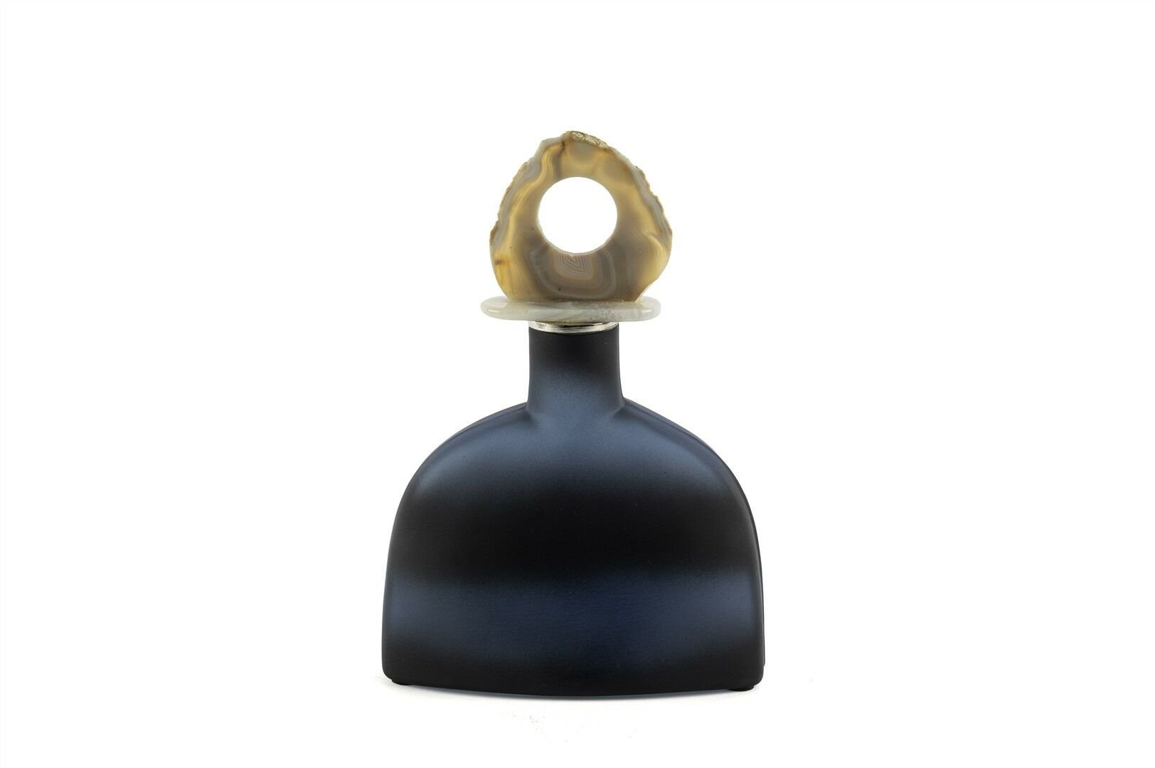 Zeolit Taşlı Lacivert Cam Dekoratif Obje 12x5x30cm
