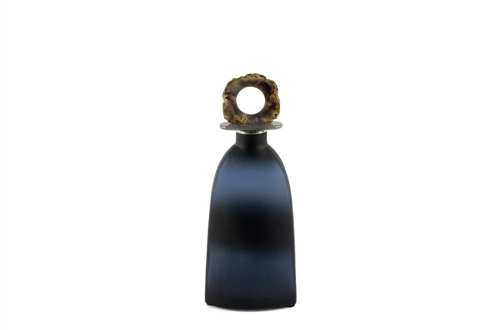Zeolit Taşlı Lacivert Cam Dekoratif Obje 12x5x37cm