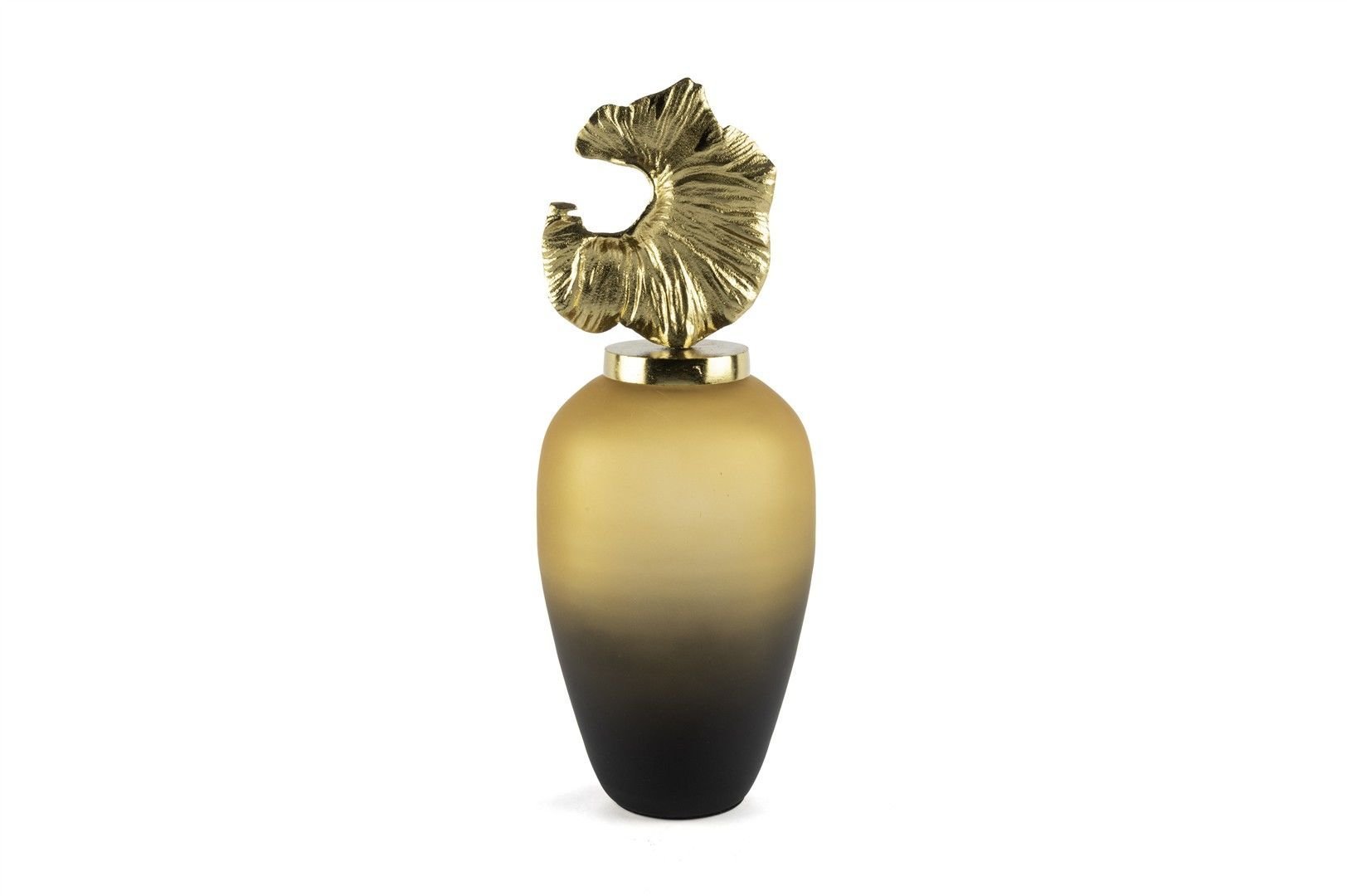 Siyah Kahve Cam Gold Başlıklı Dekoratif Obje 16x46cm