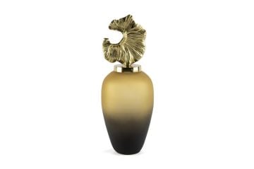 Siyah Kahve Cam Gold Başlıklı Dekoratif Obje 16x46cm