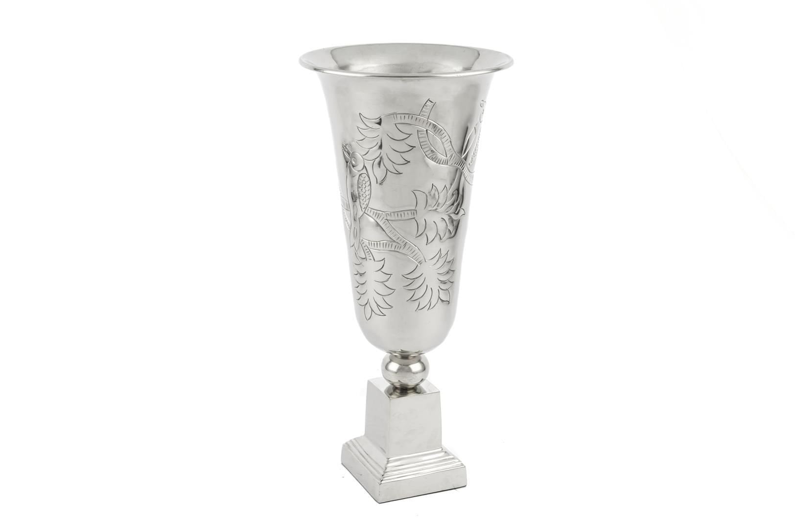 Silver Ayaklı Metal Vazo 21x45cm