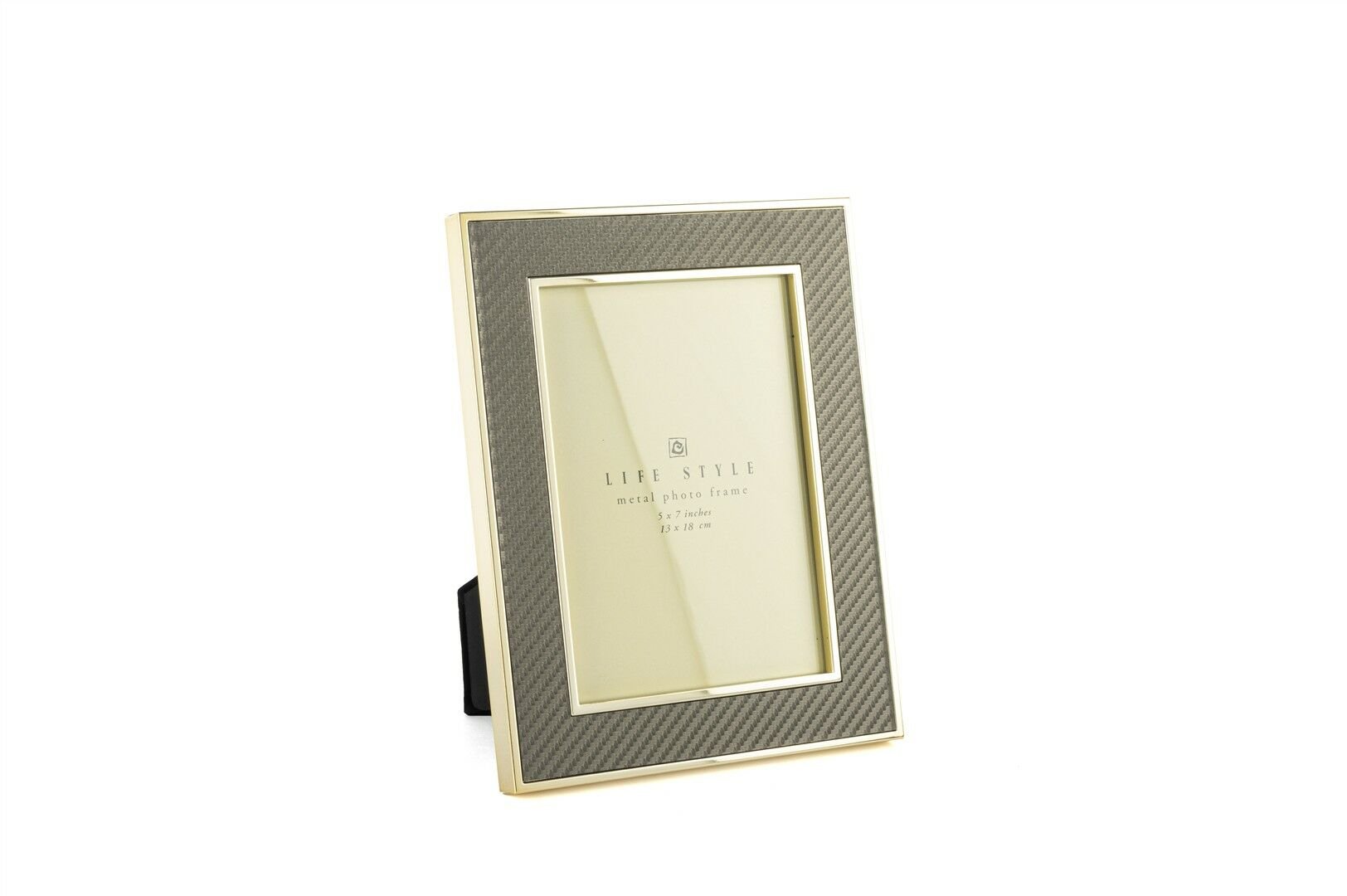 Gold Kenarlı Gri Kumaş Çerçeve 13x18cm