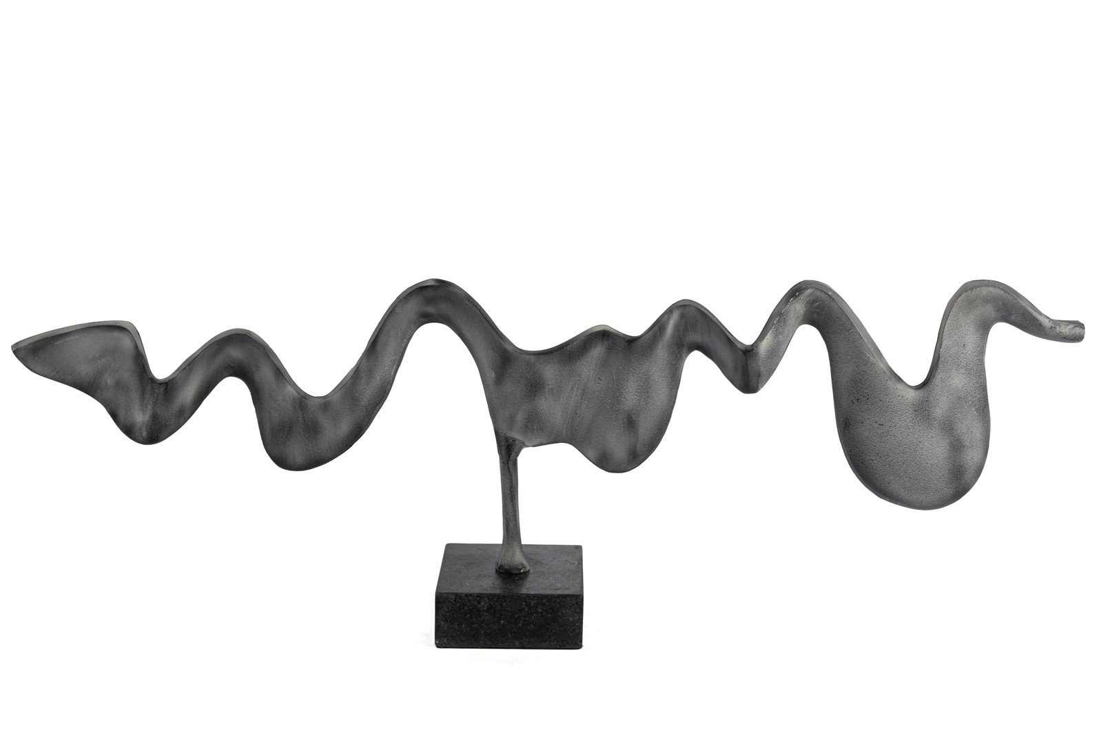 Mermer Ayaklı Füme Dek Dalga Obje 34x92cm