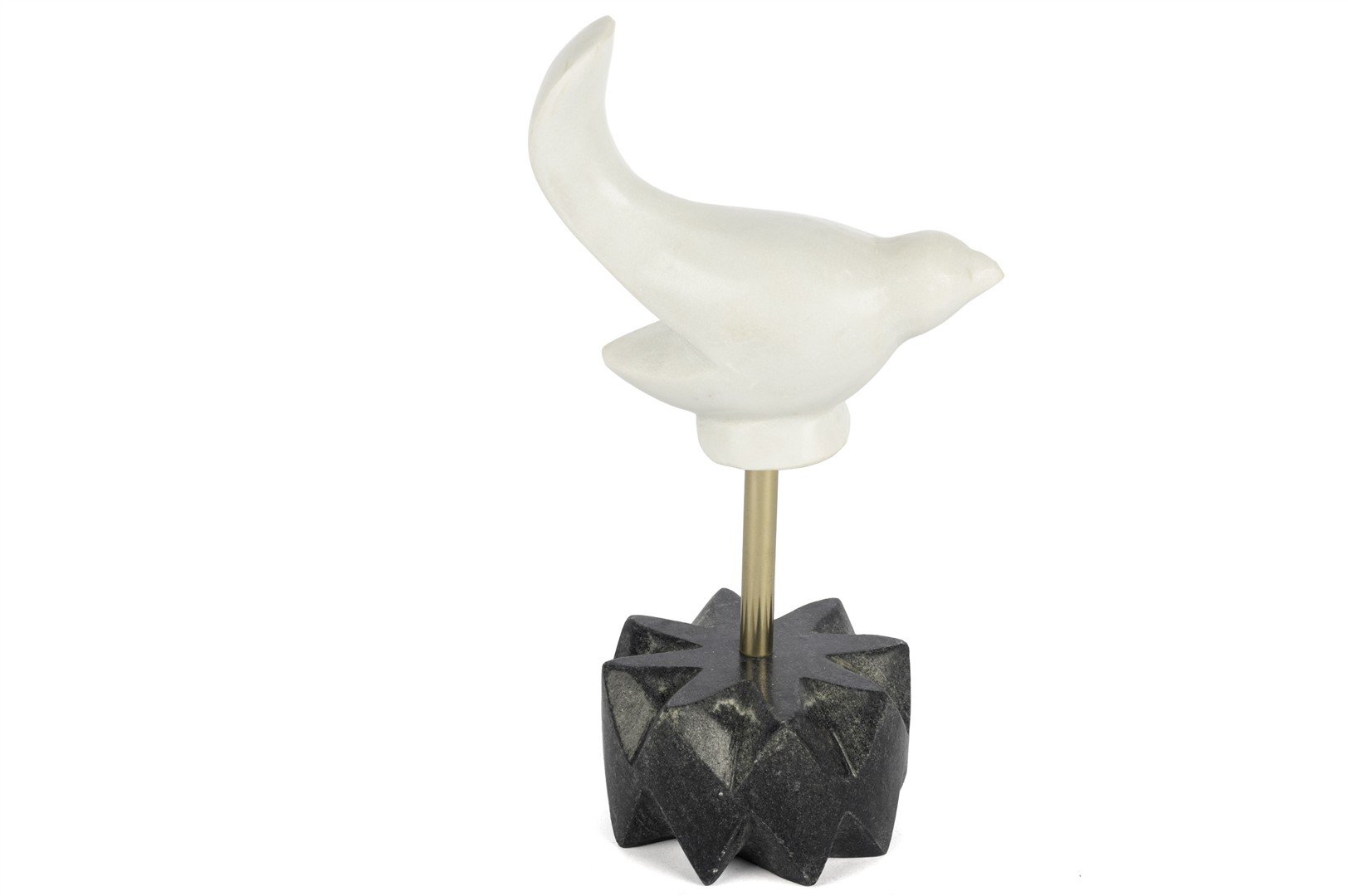 Mermer Metal Çubuk Kuş Obje 13x24cm