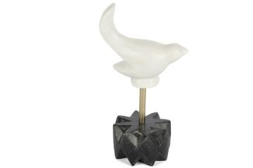 Mermer Metal Çubuk Kuş Obje 13x24cm