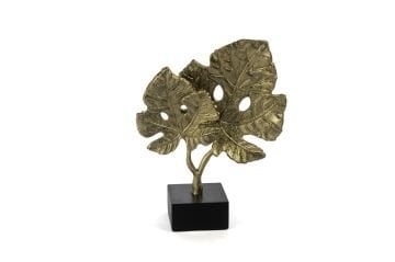 Mermer Ayaklı Gold 2li Yaprak 34x27cm