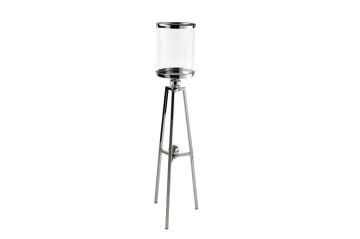 Silver 3 Ayaklı Metal Cam Mumluk 23x89cm
