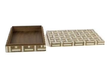 Ahşap Beyaz Dekoratif Kutu 31x21x6cm