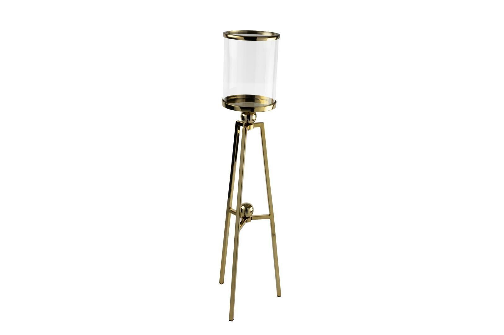 Gold 3 Ayaklı Metal Cam Mumluk 23x89cm