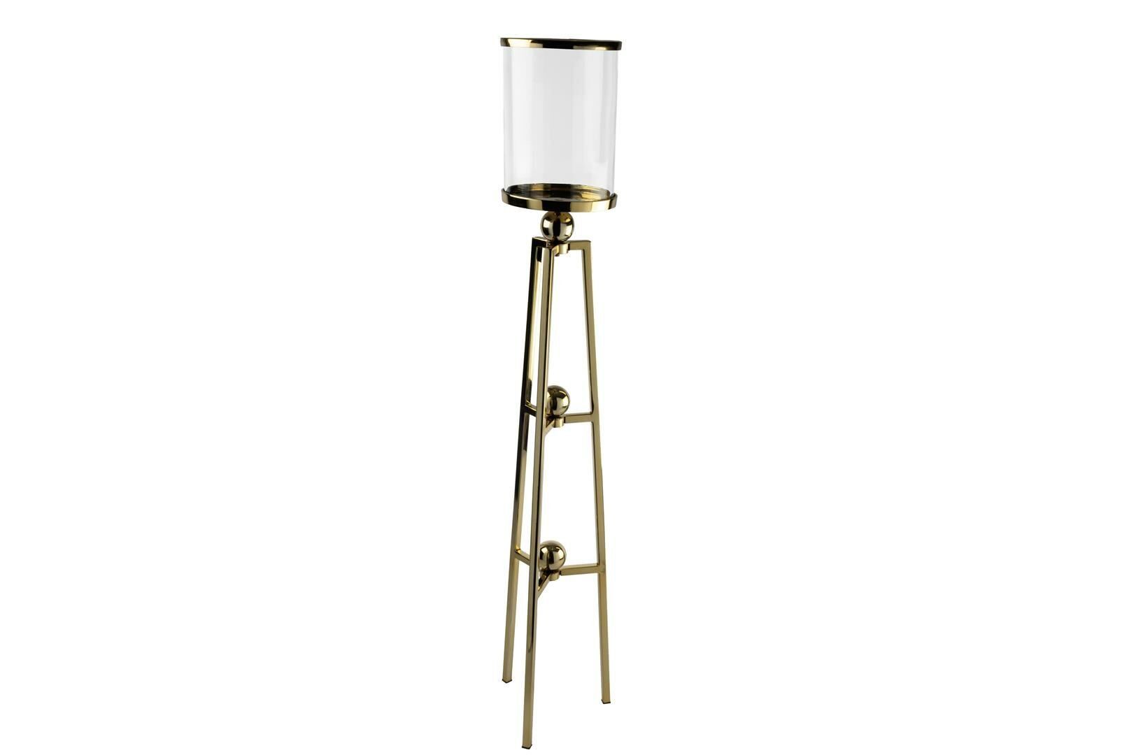 Gold 3 Ayaklı Metal Cam Mumluk 21x103cm