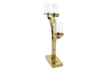 Gold 3 Kollu Metal Cam Mumluk 38x10x55cm.